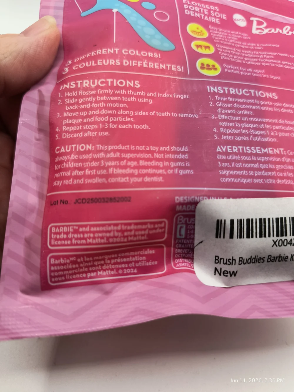 Barbie Brush Buddies Flossers - Kids Teeth Care 45 Count Sealed